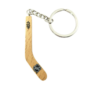 Porte-clés de bâton de hockey en bois personnalisé